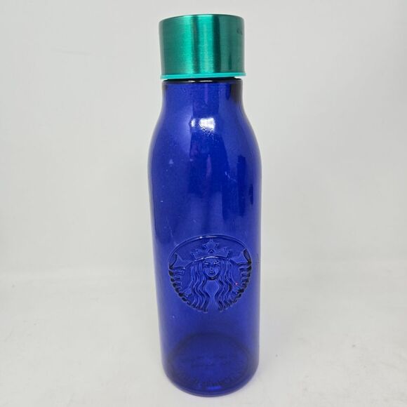 Starbucks Other - STARBUCKS Cobalt Blue Recycled Glass Water Bottle 20 oz Made in Spain